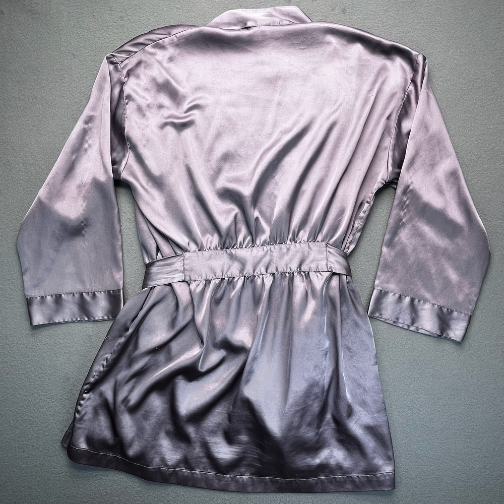 Victorias Secret Satin Robe Gray One Size Kimono Style‎ Belted - Picture 8 of 12